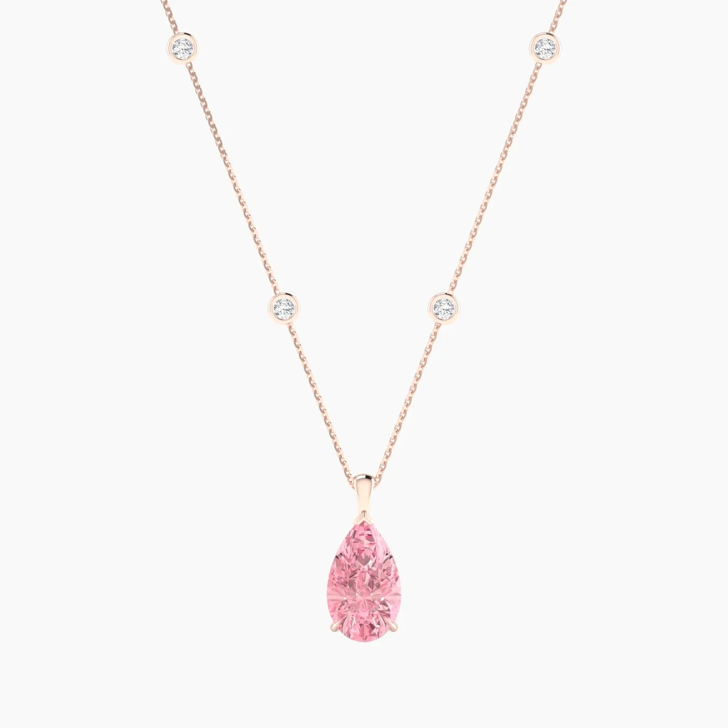 Hanging Solitaire with Sautoir | 18k Rose Gold 3 ct Pear Cut Pendant Setting