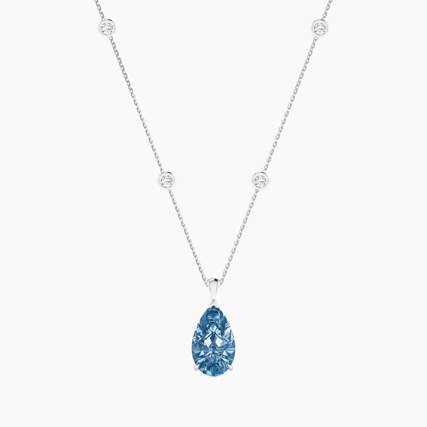 Hanging Solitaire with Sautoir | 18k White Gold 3 ct Pear Cut Pendant Setting