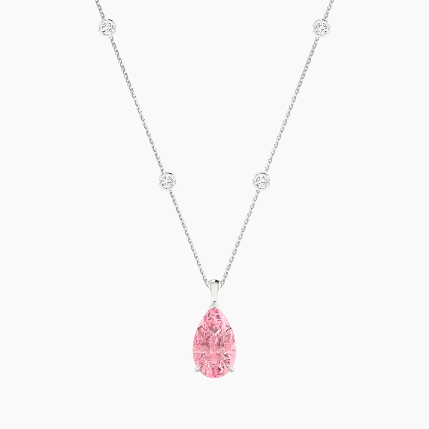 Hanging Solitaire with Sautoir | 18k White Gold 3 ct Pear Cut Pendant Setting