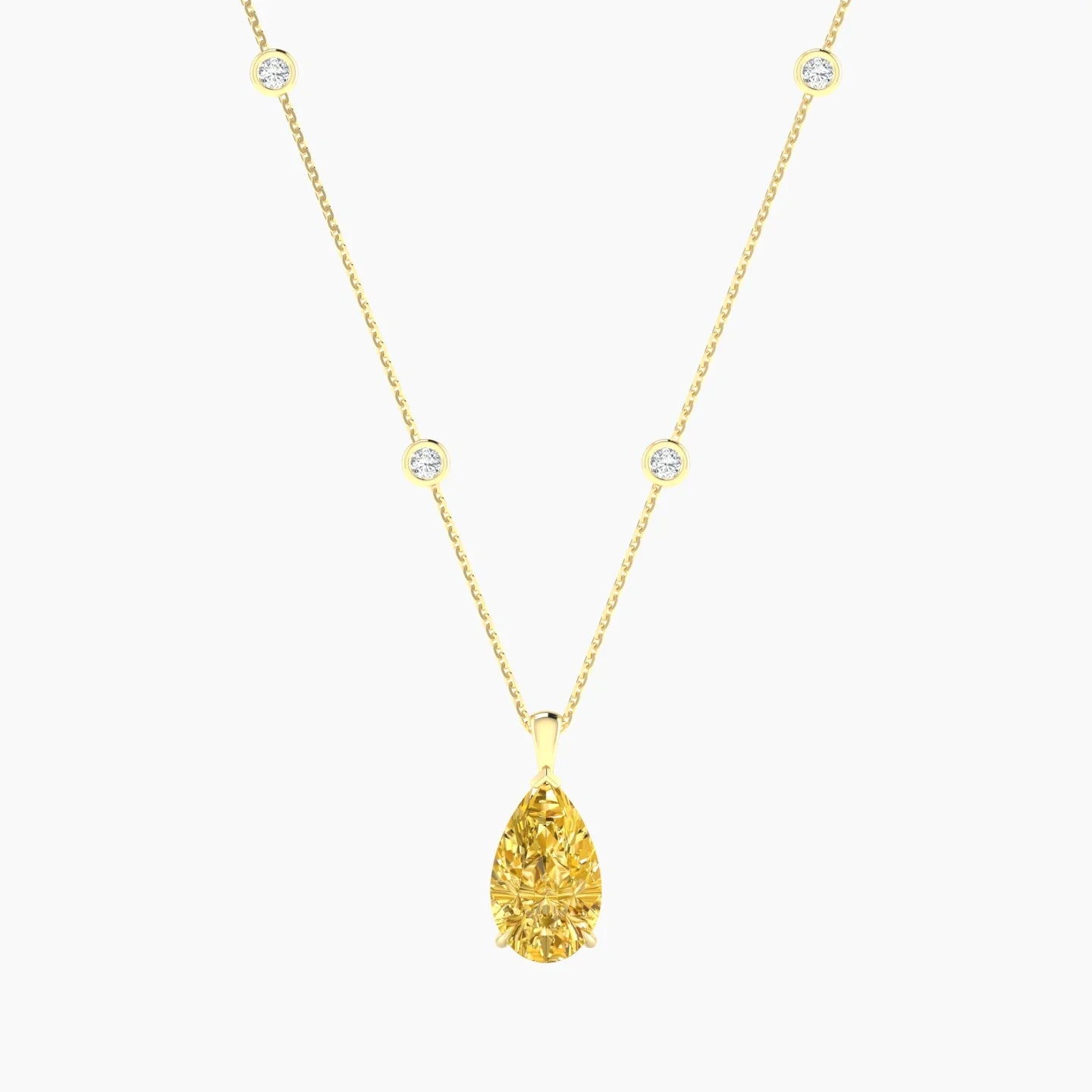 Hanging Solitaire with Sautoir | 18k Yellow Gold 3 ct Pear Cut Pendant Setting
