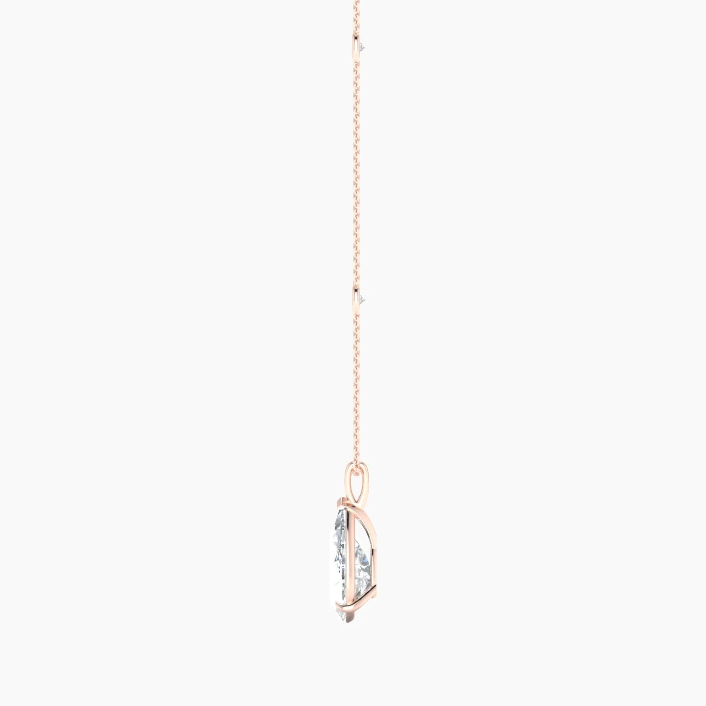 Hanging Solitaire with Sautoir | 18k Rose Gold 3 ct Pear Cut Pendant Setting
