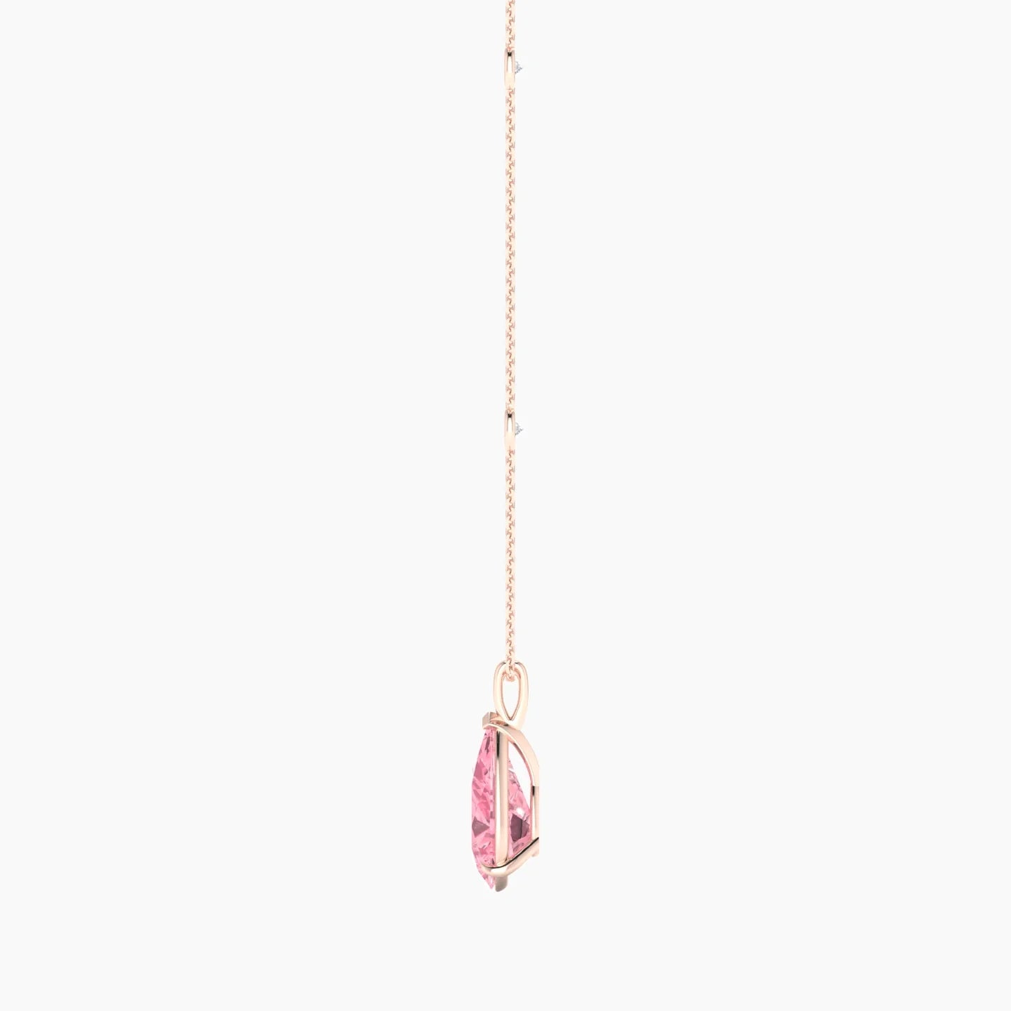 Hanging Solitaire with Sautoir | 18k Rose Gold 3 ct Pear Cut Pendant Setting