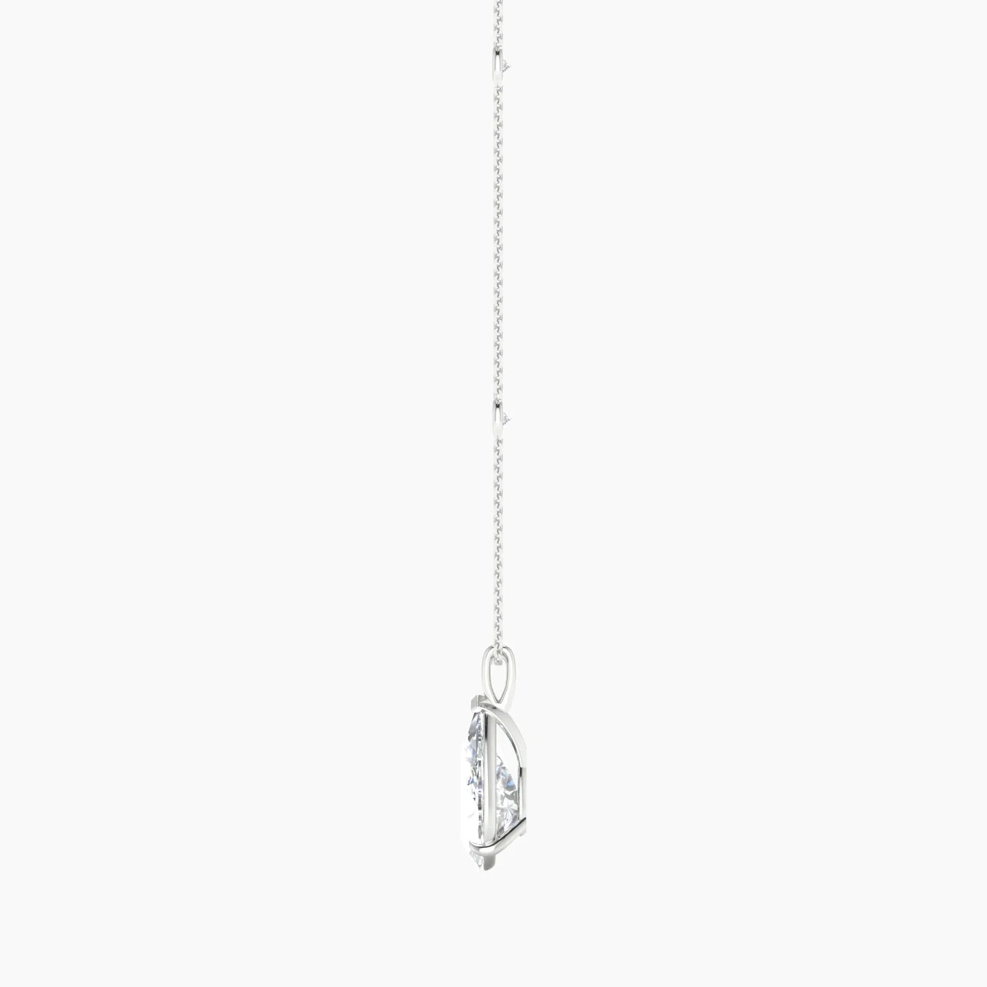 Hanging Solitaire with Sautoir | 18k White Gold 3 ct Pear Cut Pendant Setting