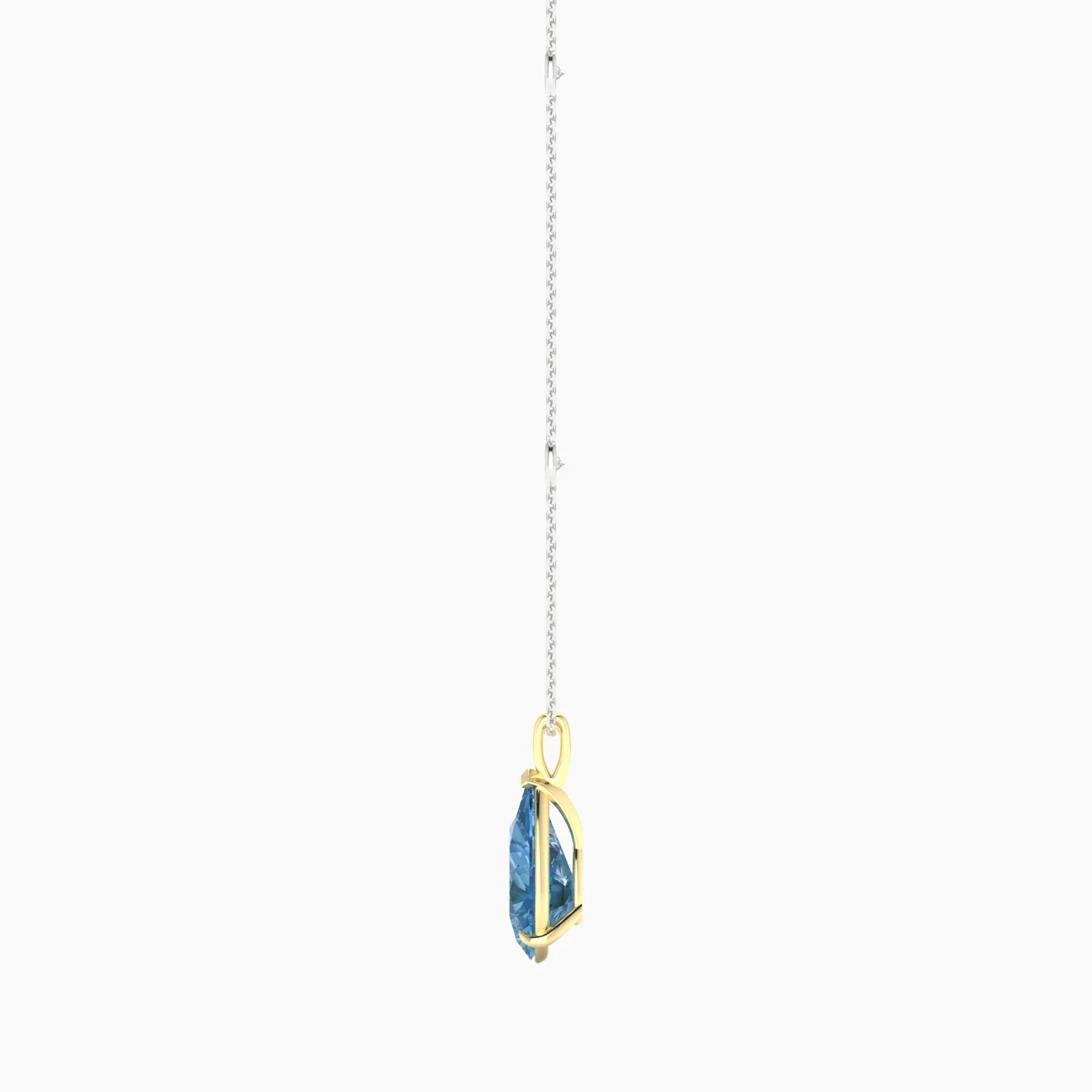 Hanging Solitaire with Sautoir | 18k White & Yellow Gold 3 ct Pear Cut Pendant Setting