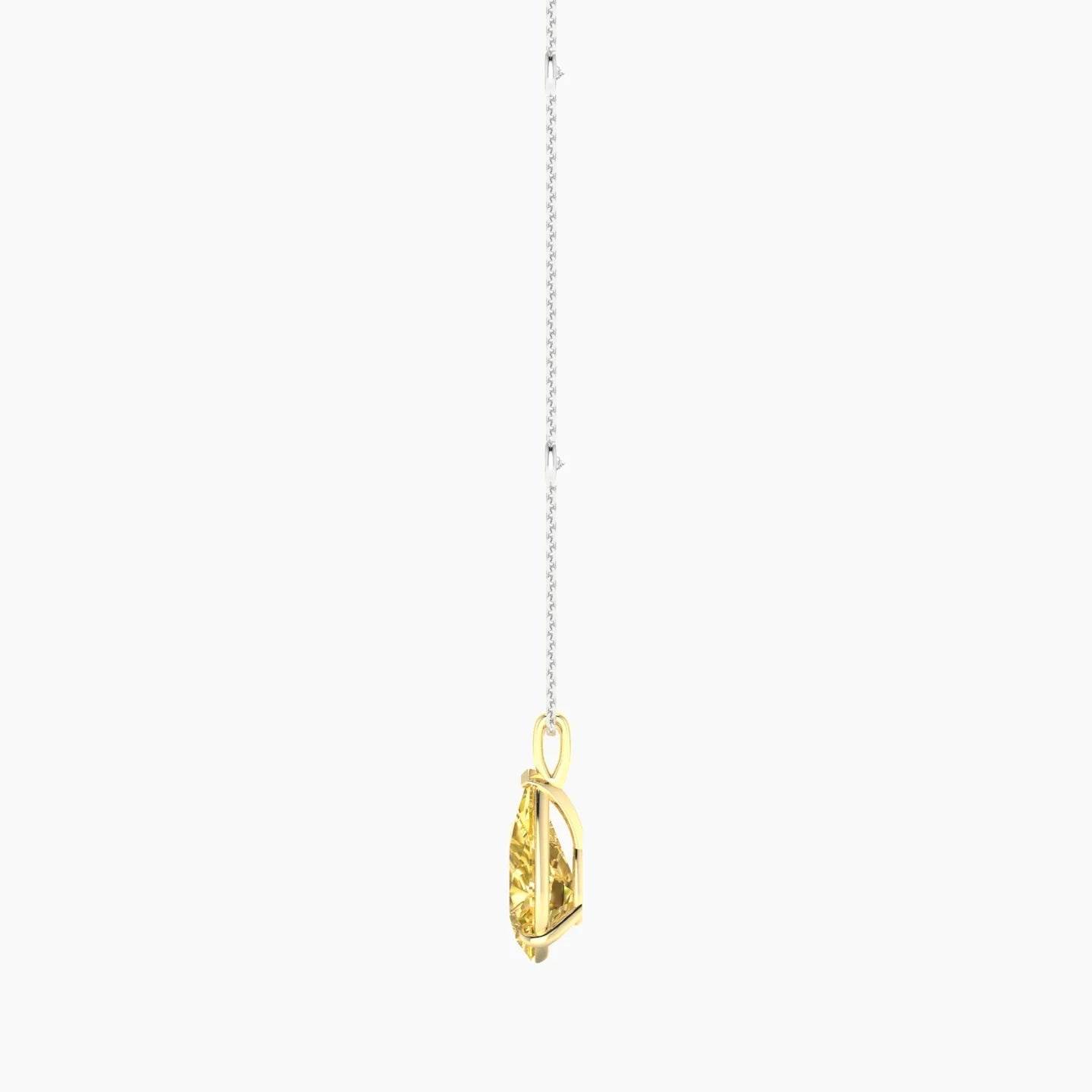Hanging Solitaire with Sautoir | 18k White & Yellow Gold 3 ct Pear Cut Pendant Setting