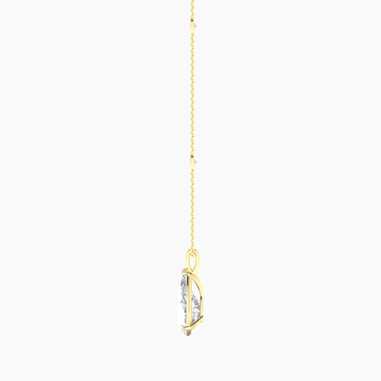 Hanging Solitaire with Sautoir | 18k Yellow Gold 3 ct Pear Cut Pendant Setting