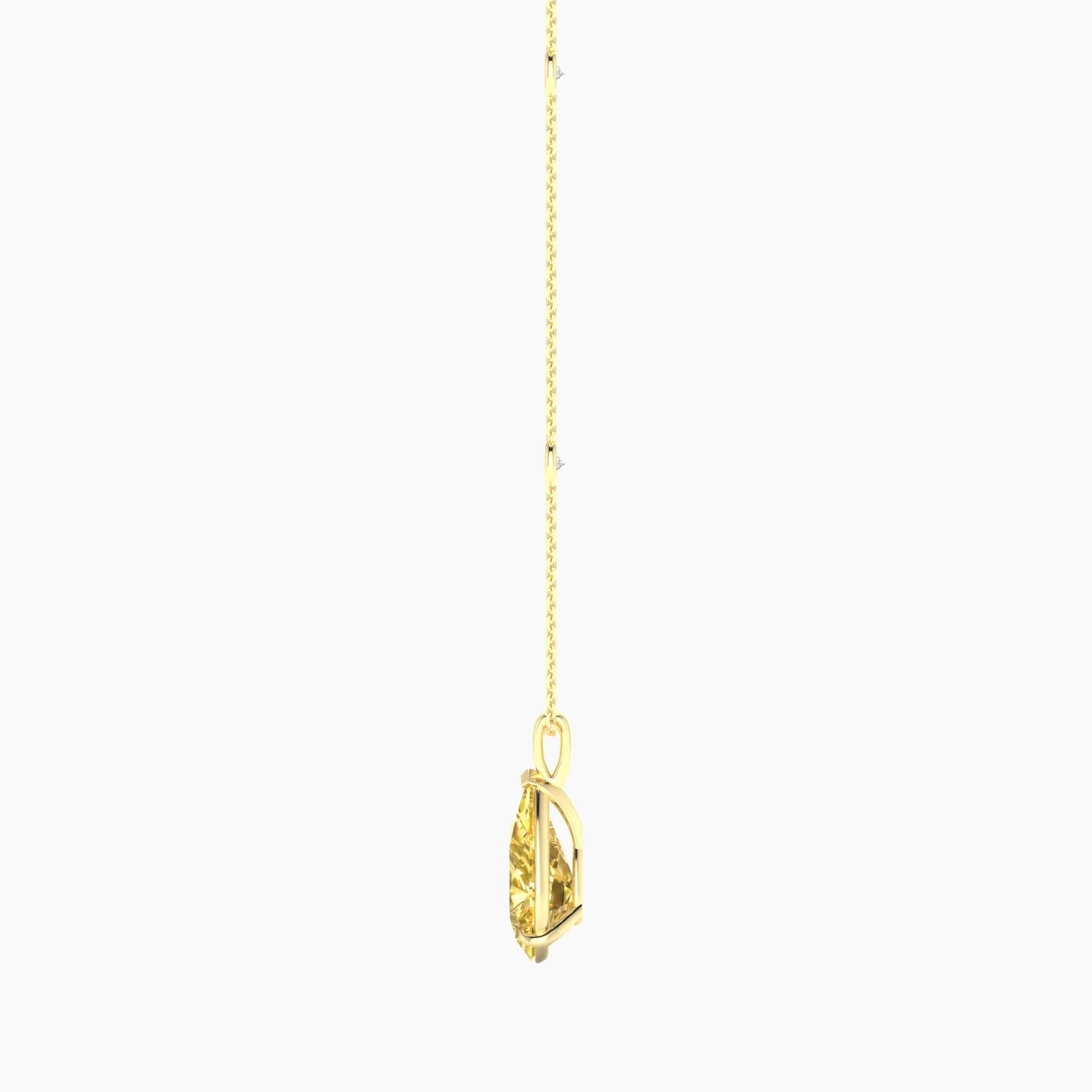 Hanging Solitaire with Sautoir | 18k Yellow Gold 3 ct Pear Cut Pendant Setting