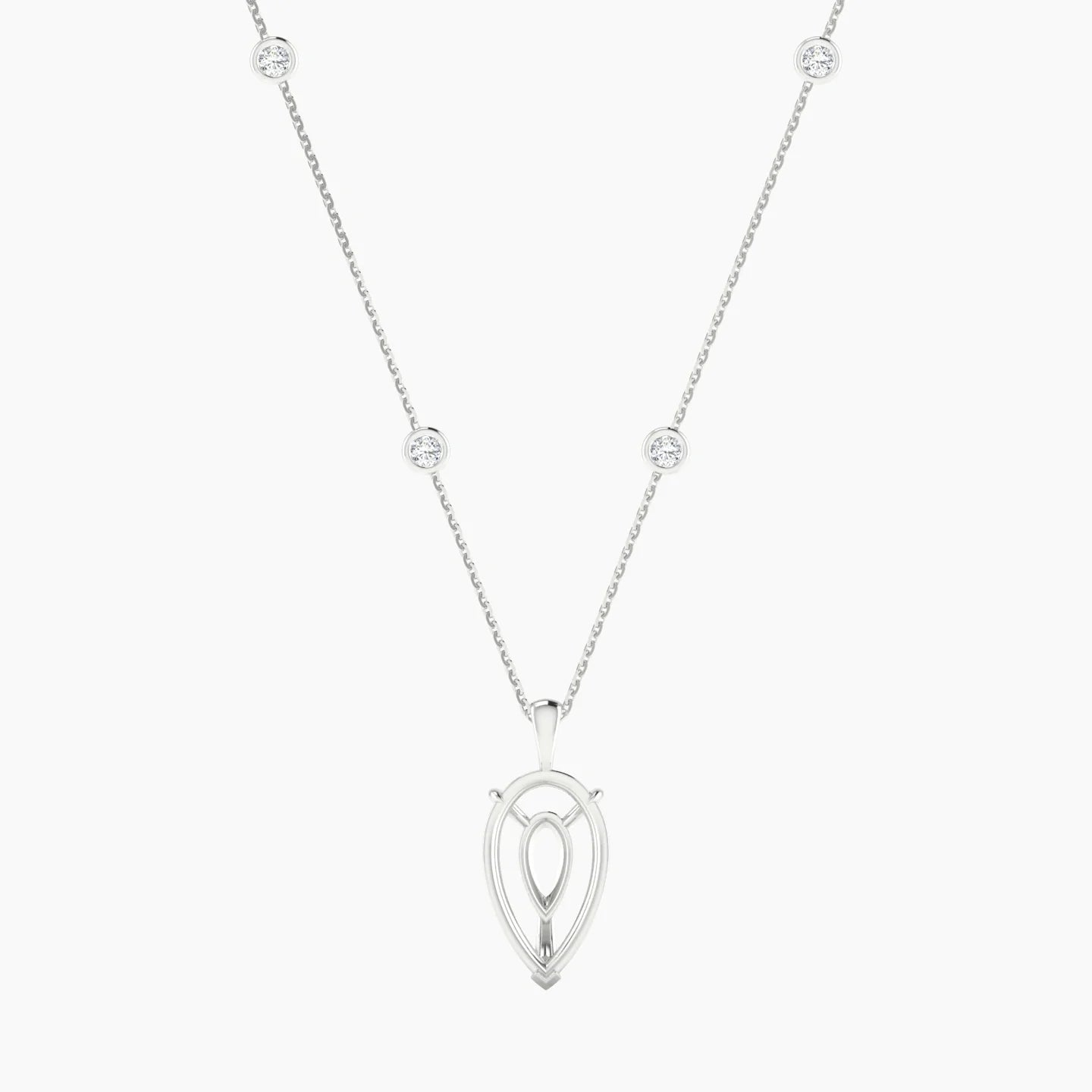 Hanging Solitaire with Sautoir | 18k White Gold 5-7.99 ct Pear Cut Pendant Setting