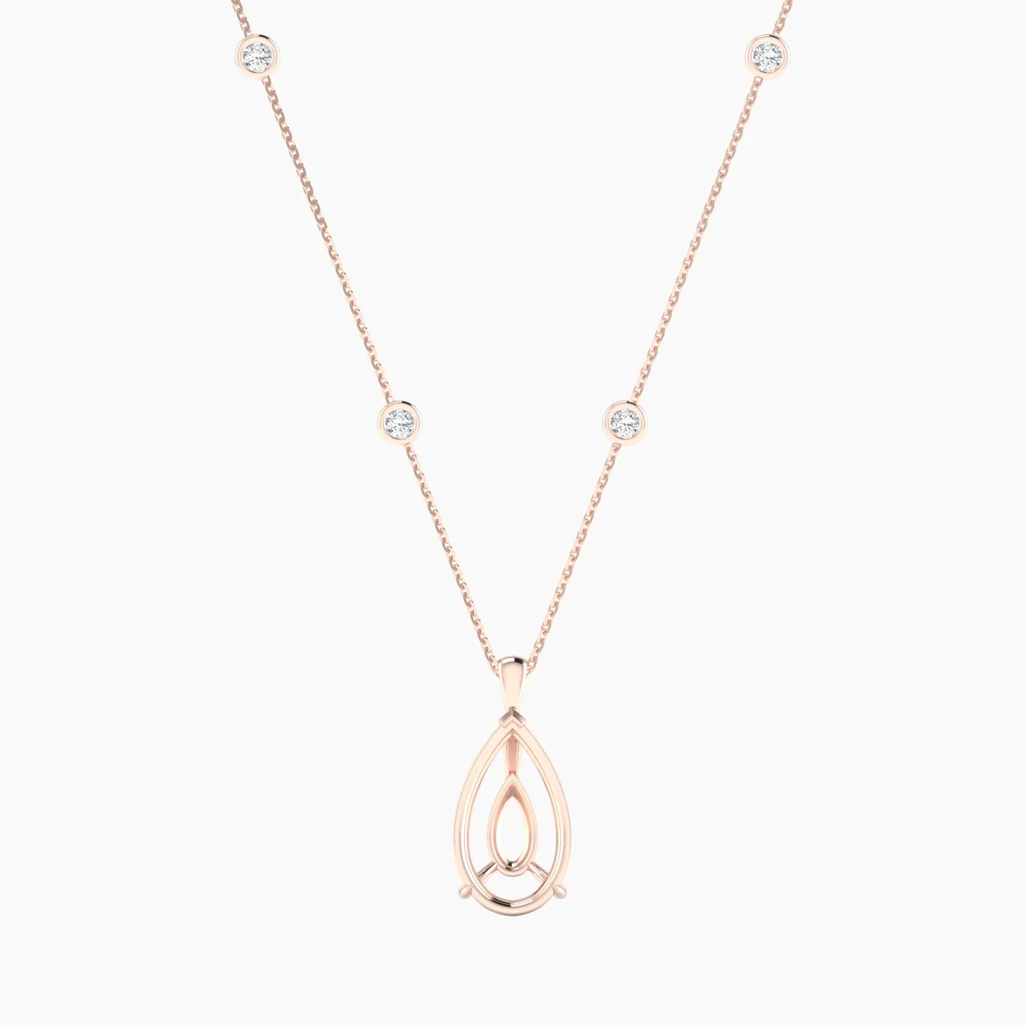 Hanging Solitaire with Sautoir | 18k Rose Gold 5-7.99 ct Pear Cut Pendant Setting
