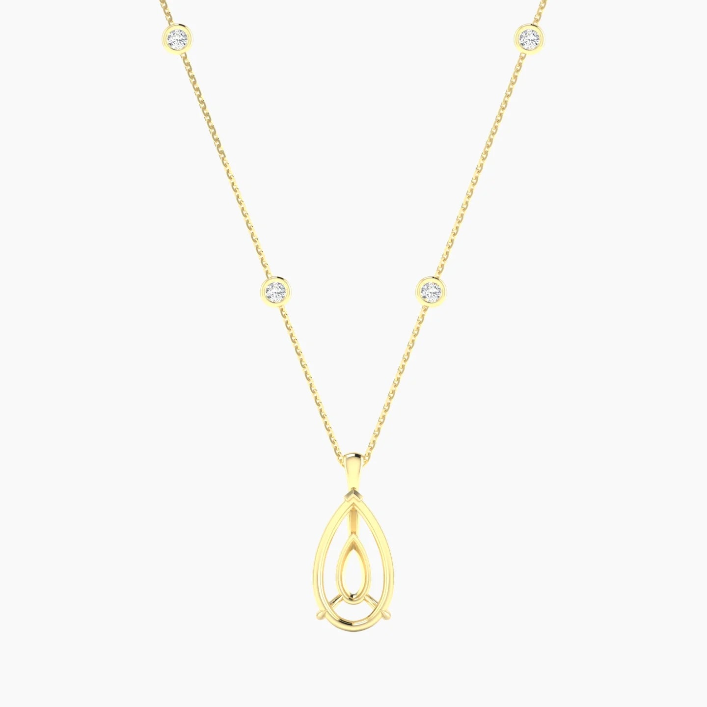 Hanging Solitaire with Sautoir | 18k Yellow Gold 5-7.99 ct Pear Cut Pendant Setting