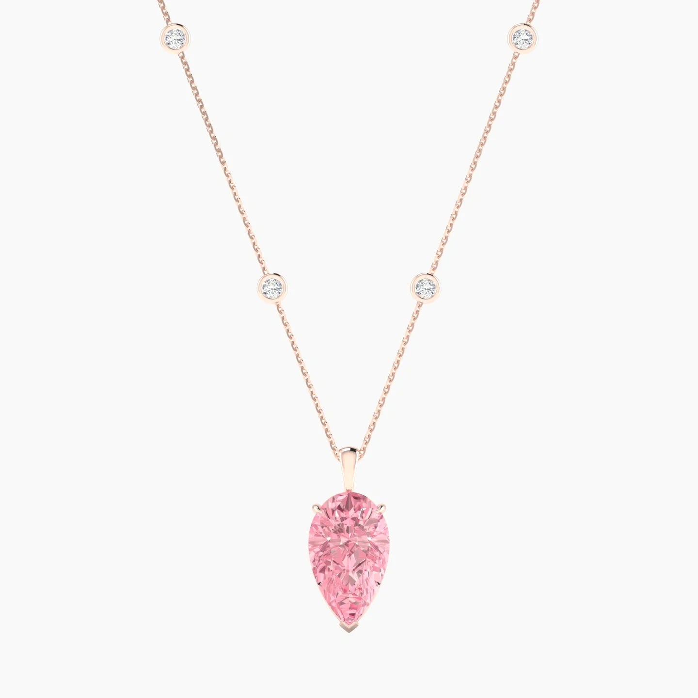 Hanging Solitaire with Sautoir | 18k Rose Gold 5 ct Pear Cut Pendant Setting