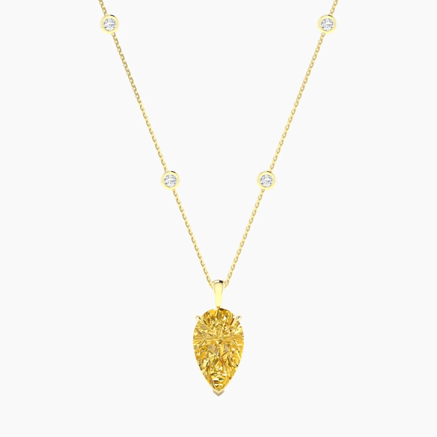 Hanging Solitaire with Sautoir | 18k Yellow Gold 5 ct Pear Cut Pendant Setting