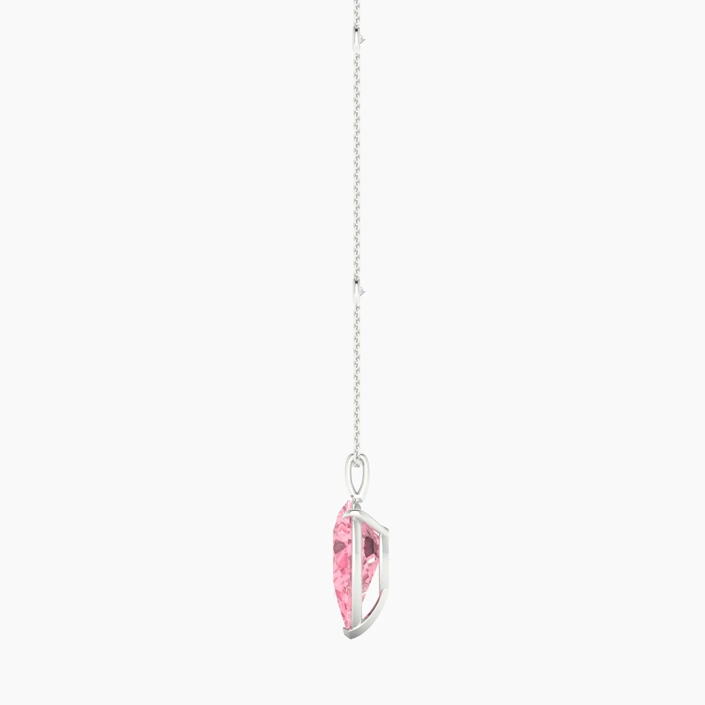 Hanging Solitaire with Sautoir | 18k White Gold 5 ct Pear Cut Pendant Setting