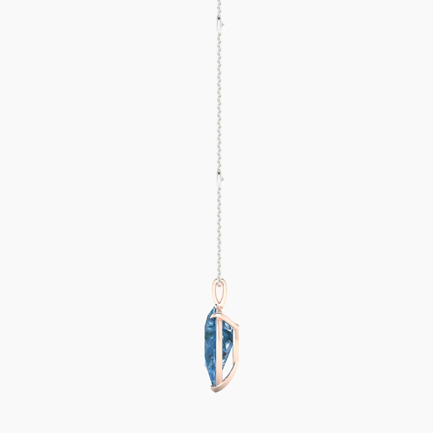 Hanging Solitaire with Sautoir | 18k White & Rose Gold 5 ct Pear Cut Pendant Setting