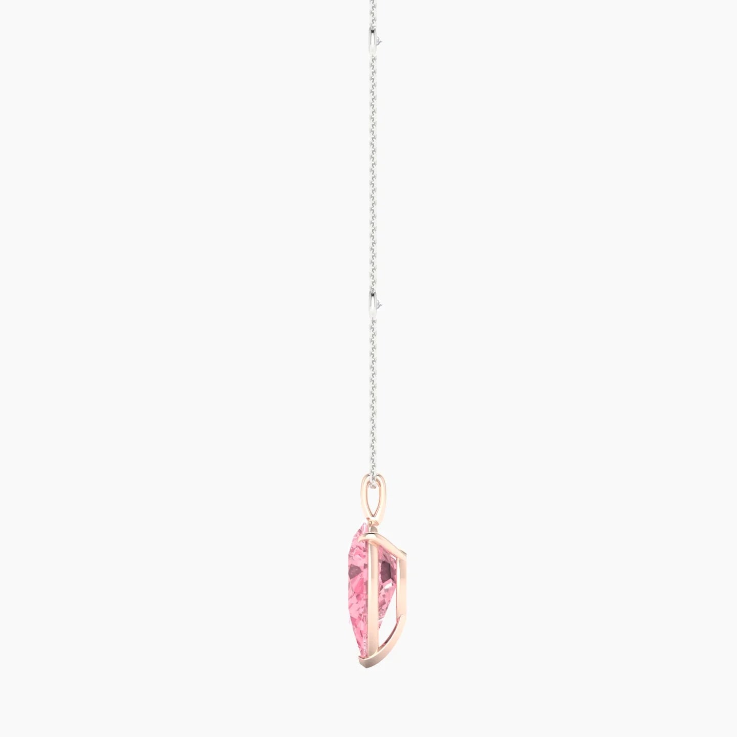 Hanging Solitaire with Sautoir | 18k White & Rose Gold 5 ct Pear Cut Pendant Setting