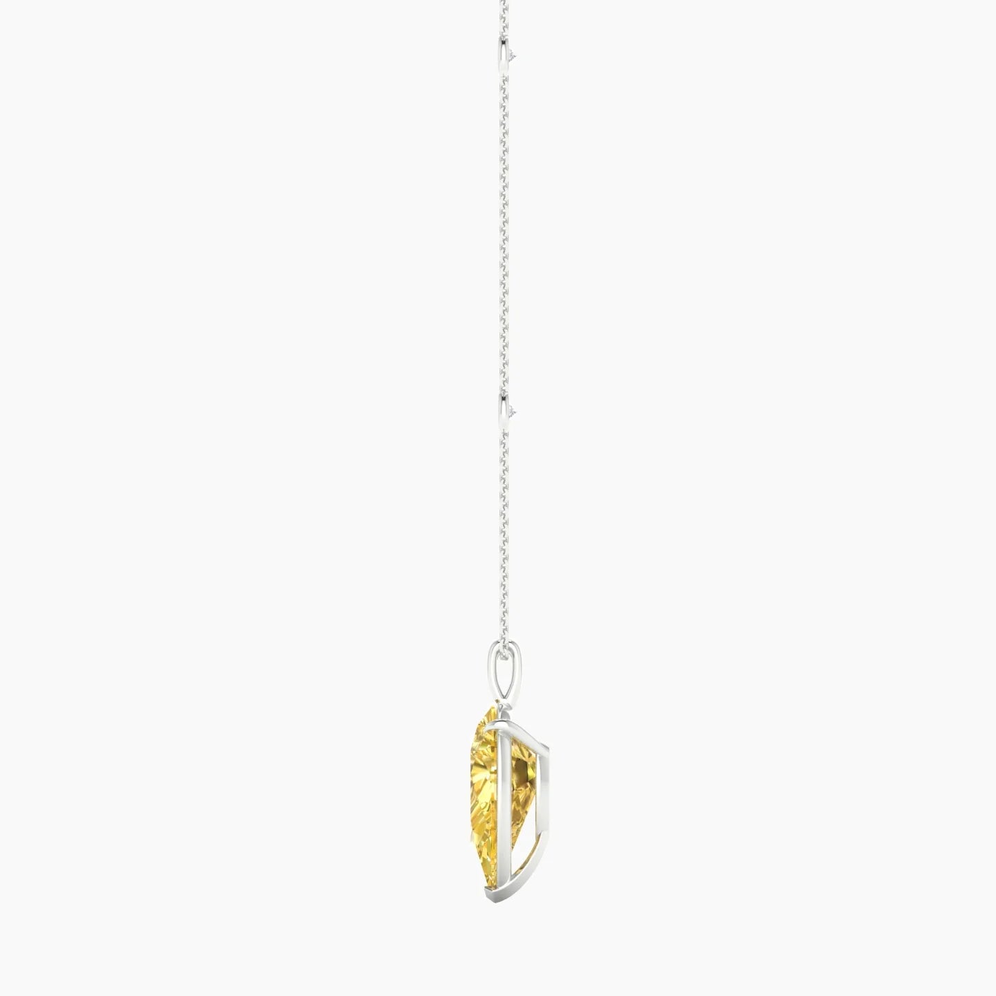 Hanging Solitaire with Sautoir | 18k White Gold 5 ct Pear Cut Pendant Setting