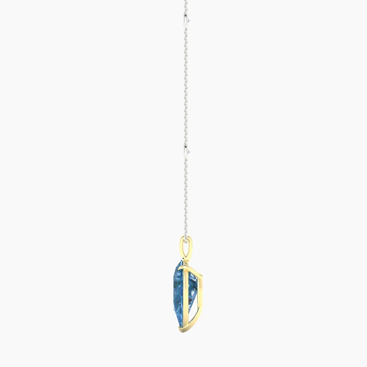 Hanging Solitaire with Sautoir | 18k White & Yellow Gold 5 ct Pear Cut Pendant Setting