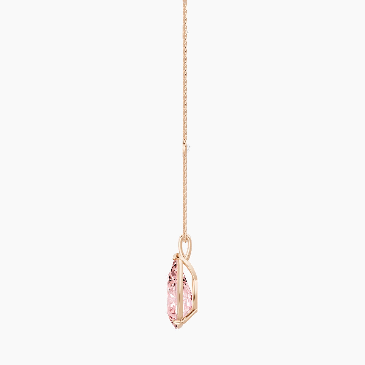 Hanging Solitaire with Sautoir | 18k Rose Gold 5 ct Pink Lab Diamond Pear Pendant