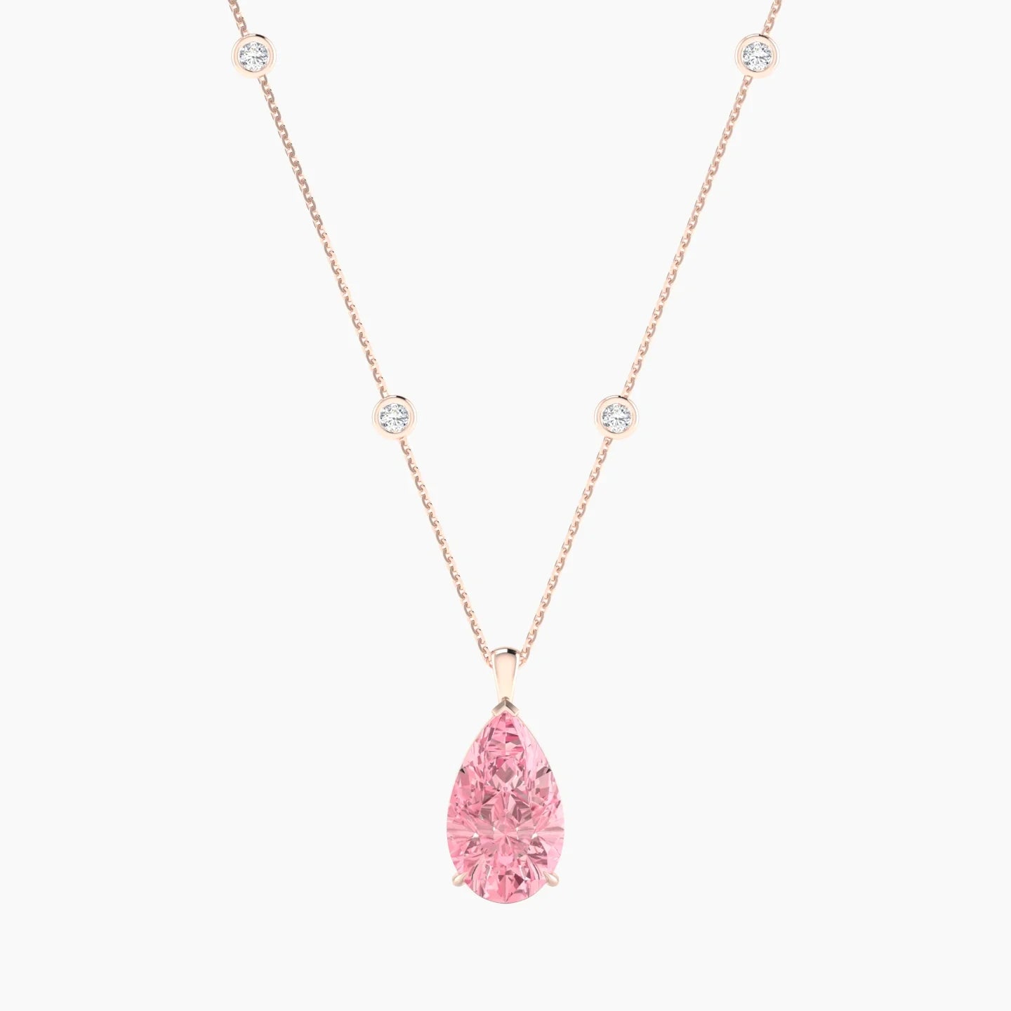 Hanging Solitaire with Sautoir | 18k Rose Gold 5 ct Pear Cut Pendant Setting