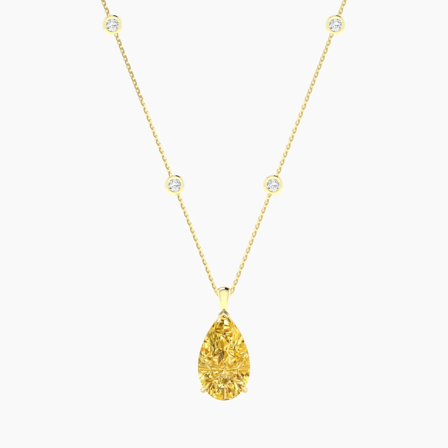 Hanging Solitaire with Sautoir | 18k Yellow Gold 5 ct Pear Cut Pendant Setting