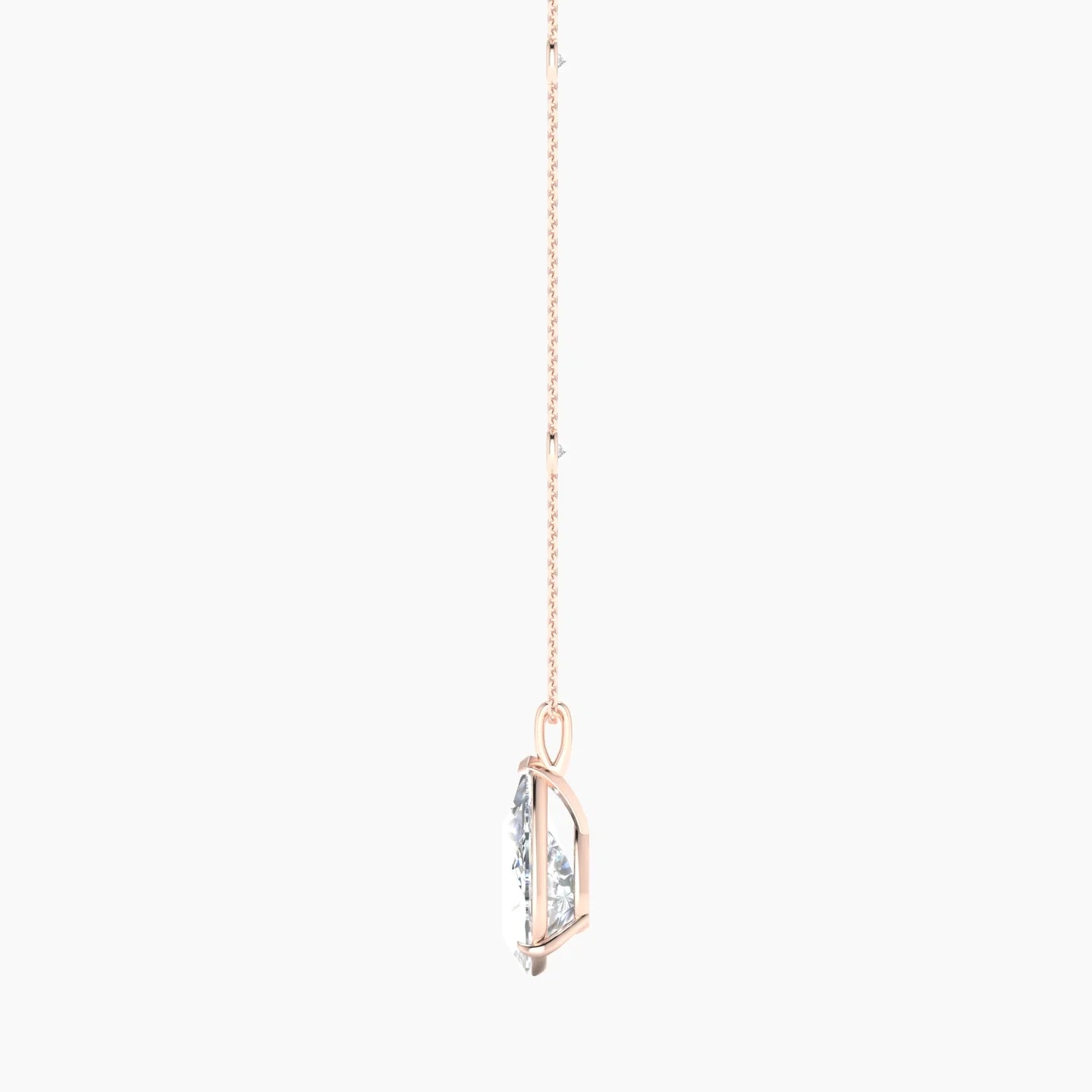 Hanging Solitaire with Sautoir | 18k Rose Gold 5 ct Pear Cut Pendant Setting
