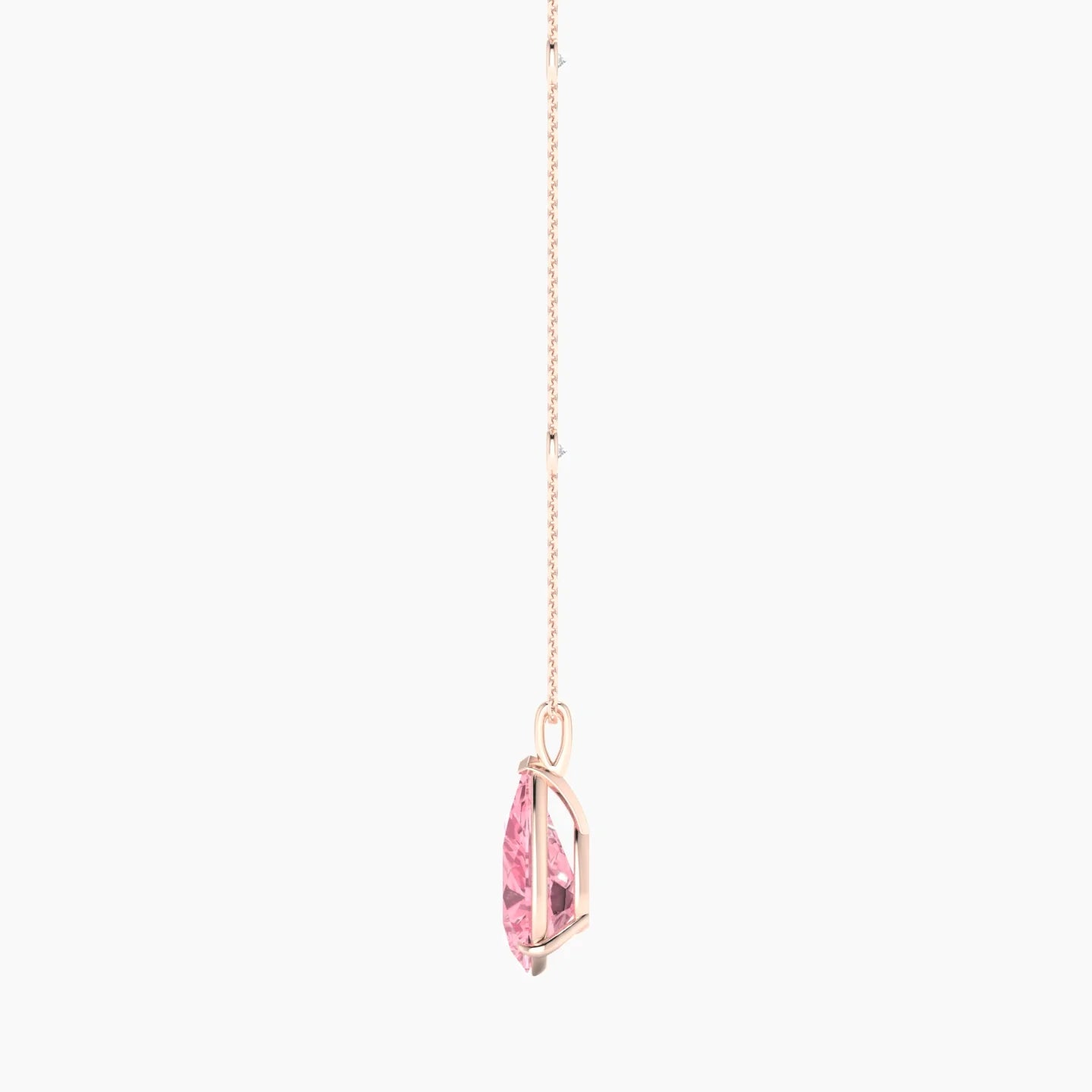 Hanging Solitaire with Sautoir | 18k Rose Gold 5 ct Pear Cut Pendant Setting