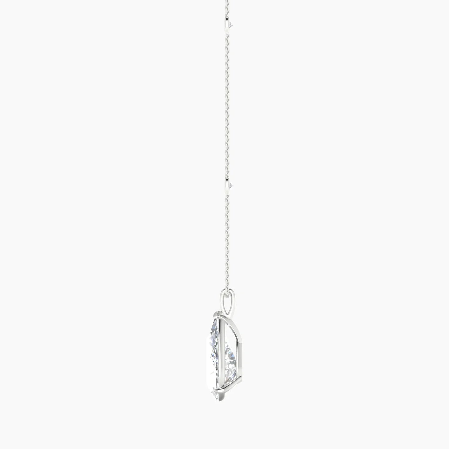 Hanging Solitaire with Sautoir | 18k White Gold 5 ct Pear Cut Pendant Setting