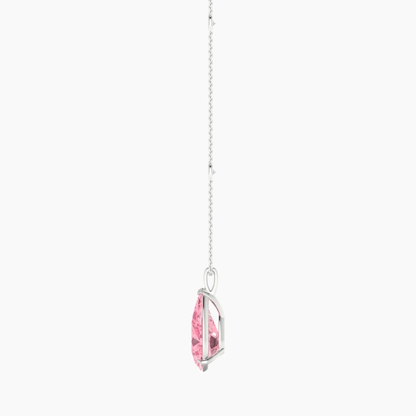 Hanging Solitaire with Sautoir | 18k White Gold 5 ct Pear Cut Pendant Setting