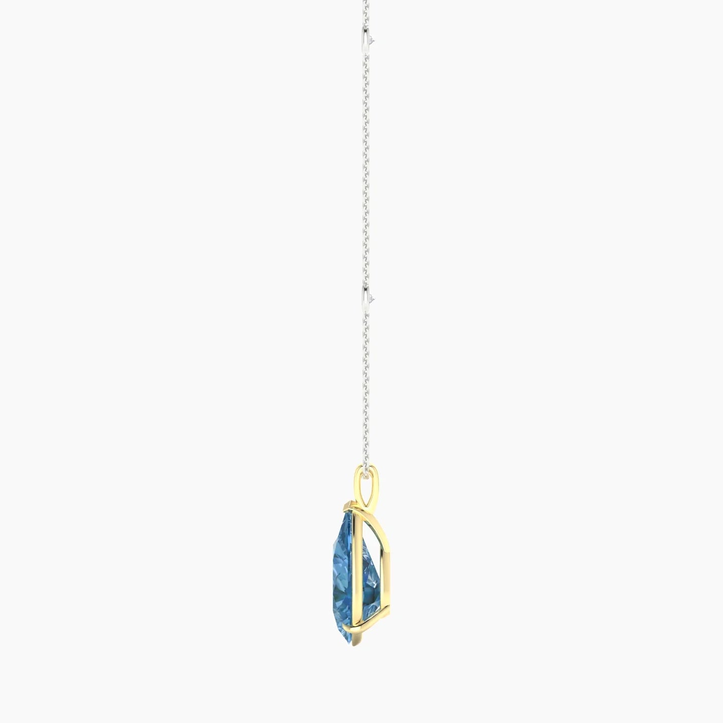 Hanging Solitaire with Sautoir | 18k White & Yellow Gold 5 ct Pear Cut Pendant Setting