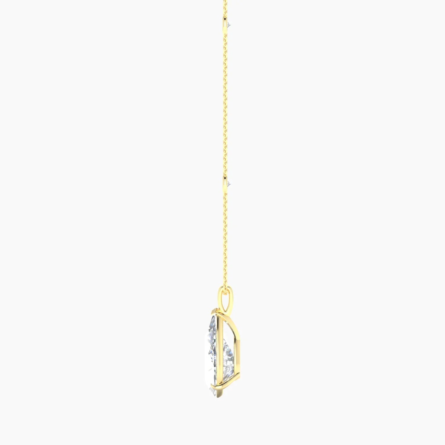 Hanging Solitaire with Sautoir | 18k Yellow Gold 5 ct Pear Cut Pendant Setting
