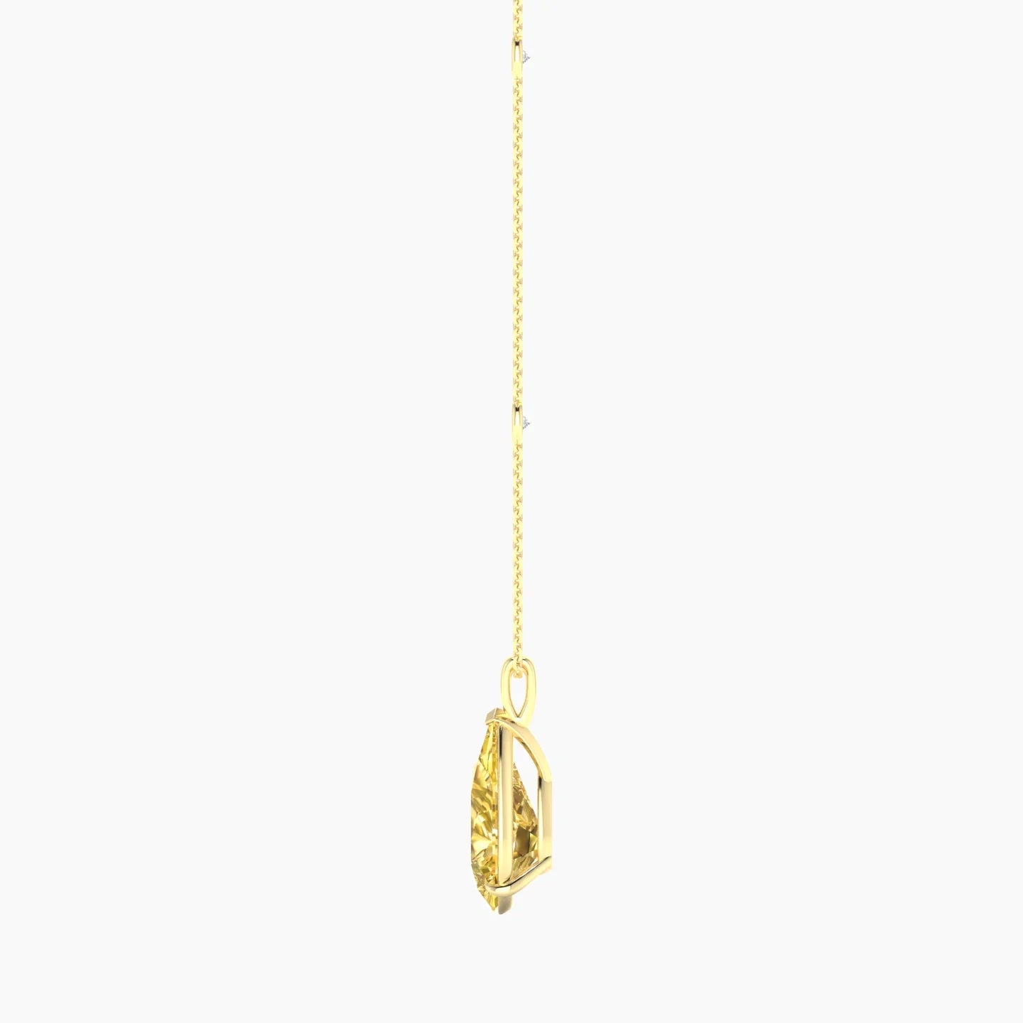 Hanging Solitaire with Sautoir | 18k Yellow Gold 5 ct Pear Cut Pendant Setting