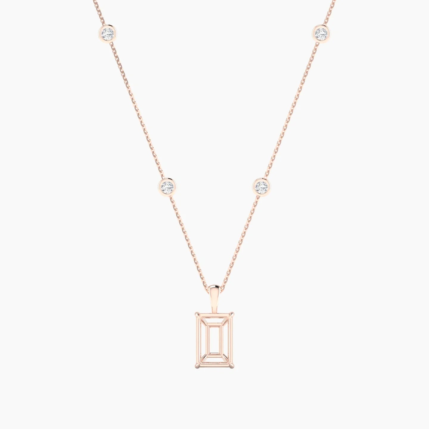 Hanging Solitaire with Sautoir | 18k Rose Gold 3-4.99 ct Radiant Cut Pendant Setting