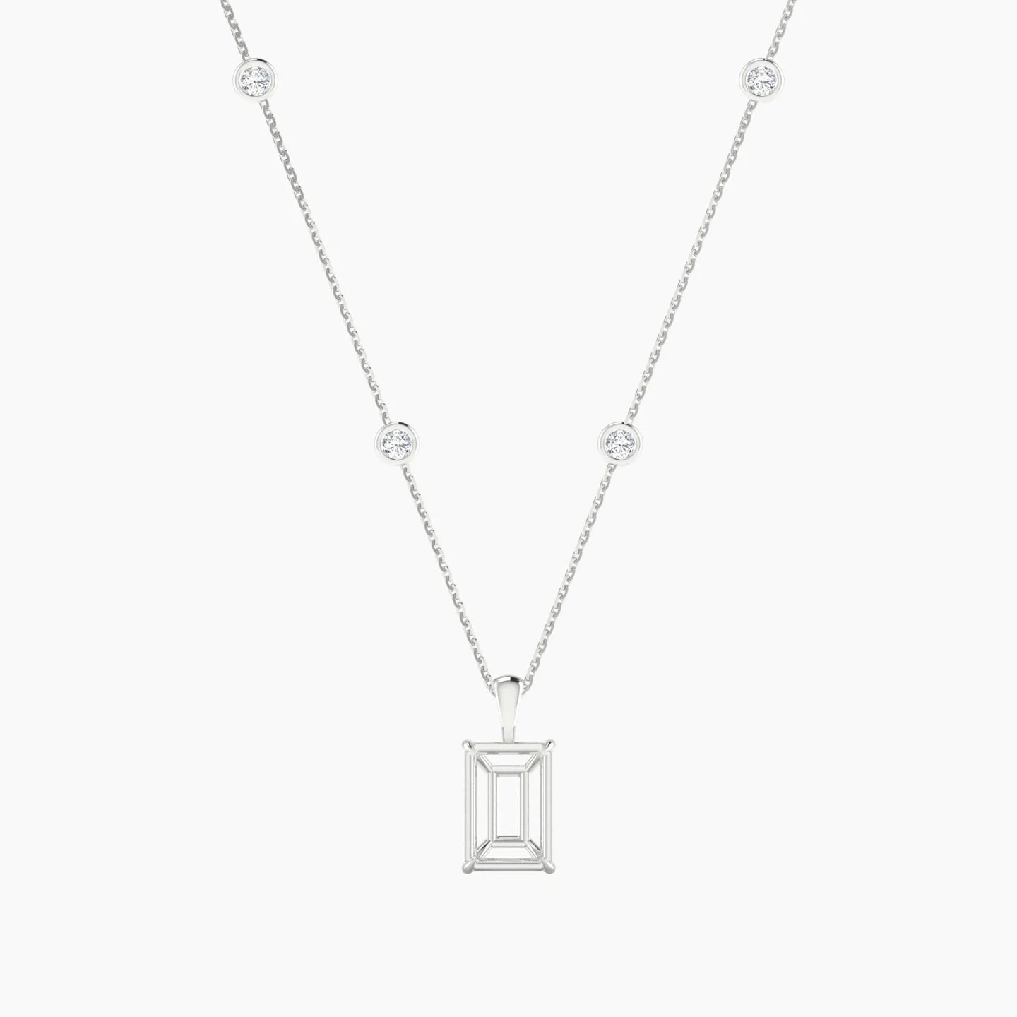 Hanging Solitaire with Sautoir | 18k White Gold 3-4.99 ct Radiant Cut Pendant Setting