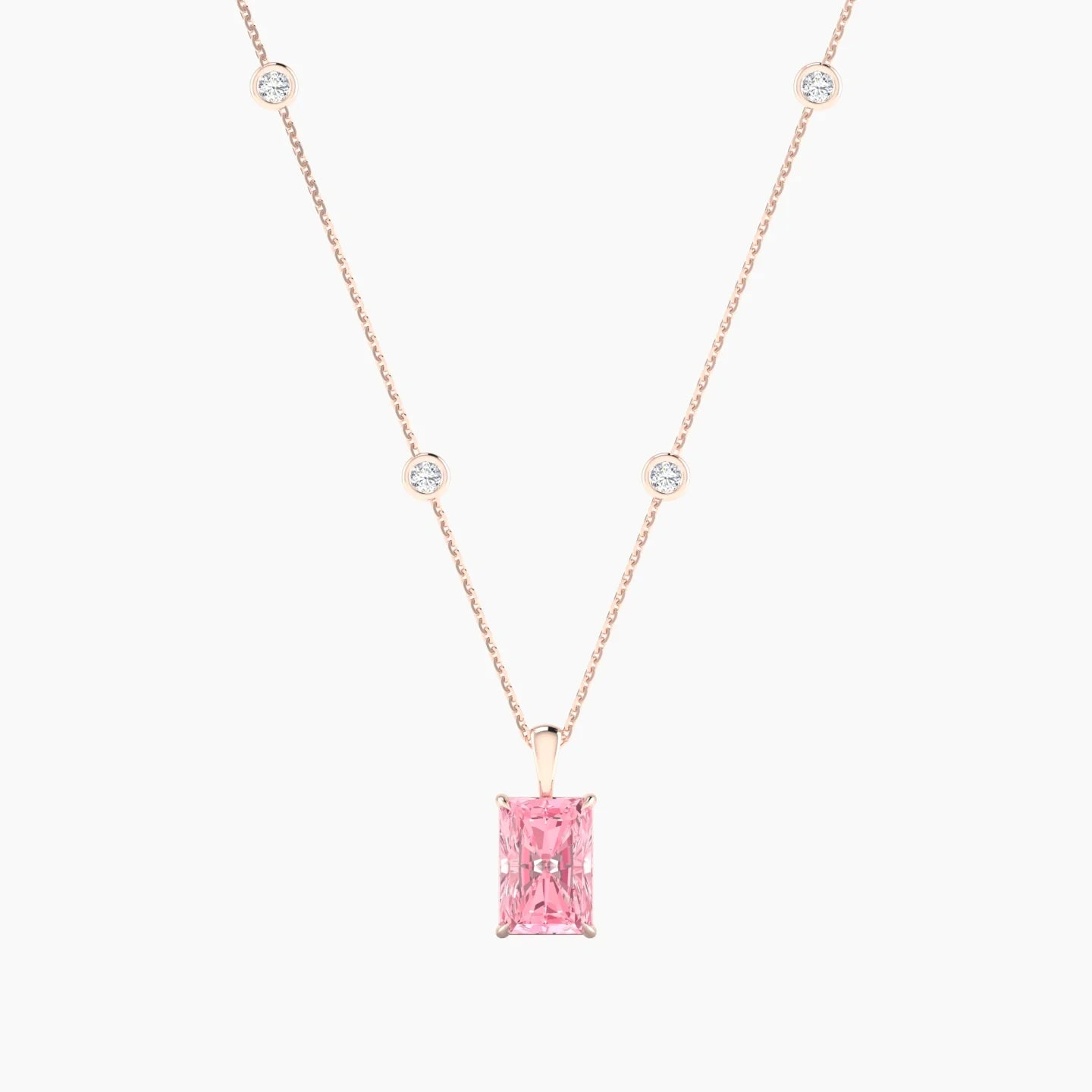 Hanging Solitaire with Sautoir | 18k Rose Gold 3 ct Radiant Cut Pendant Setting