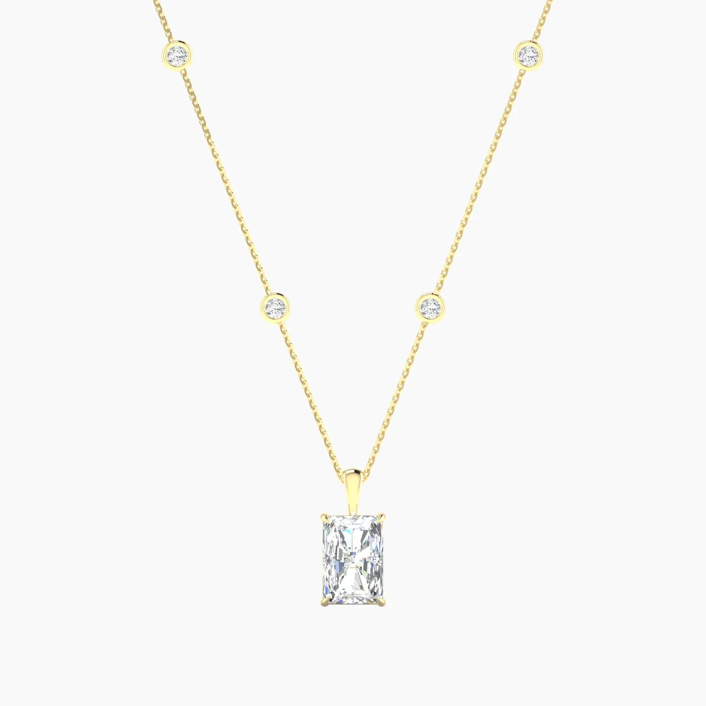 Hanging Solitaire with Sautoir | 18k Yellow Gold 3 ct Radiant Cut Pendant Setting