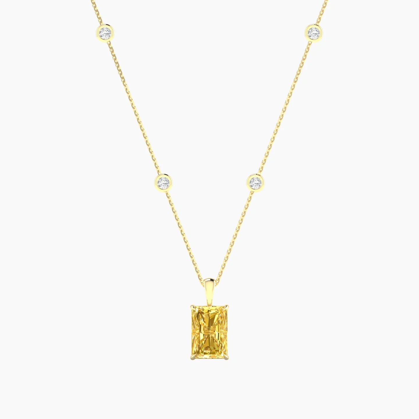 Hanging Solitaire with Sautoir | 18k Yellow Gold 3 ct Radiant Cut Pendant Setting