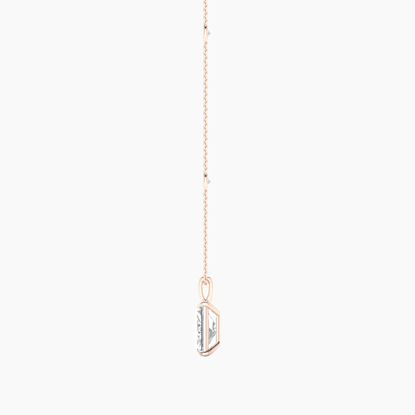 Hanging Solitaire with Sautoir | 18k Rose Gold 3 ct Radiant Cut Pendant Setting
