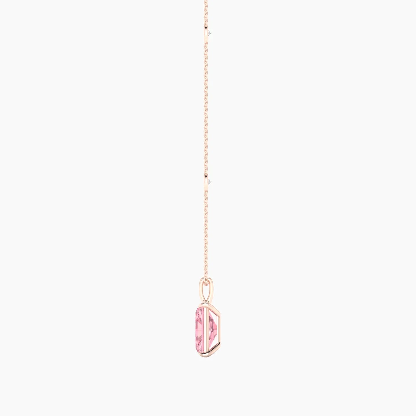 Hanging Solitaire with Sautoir | 18k Rose Gold 3 ct Radiant Cut Pendant Setting