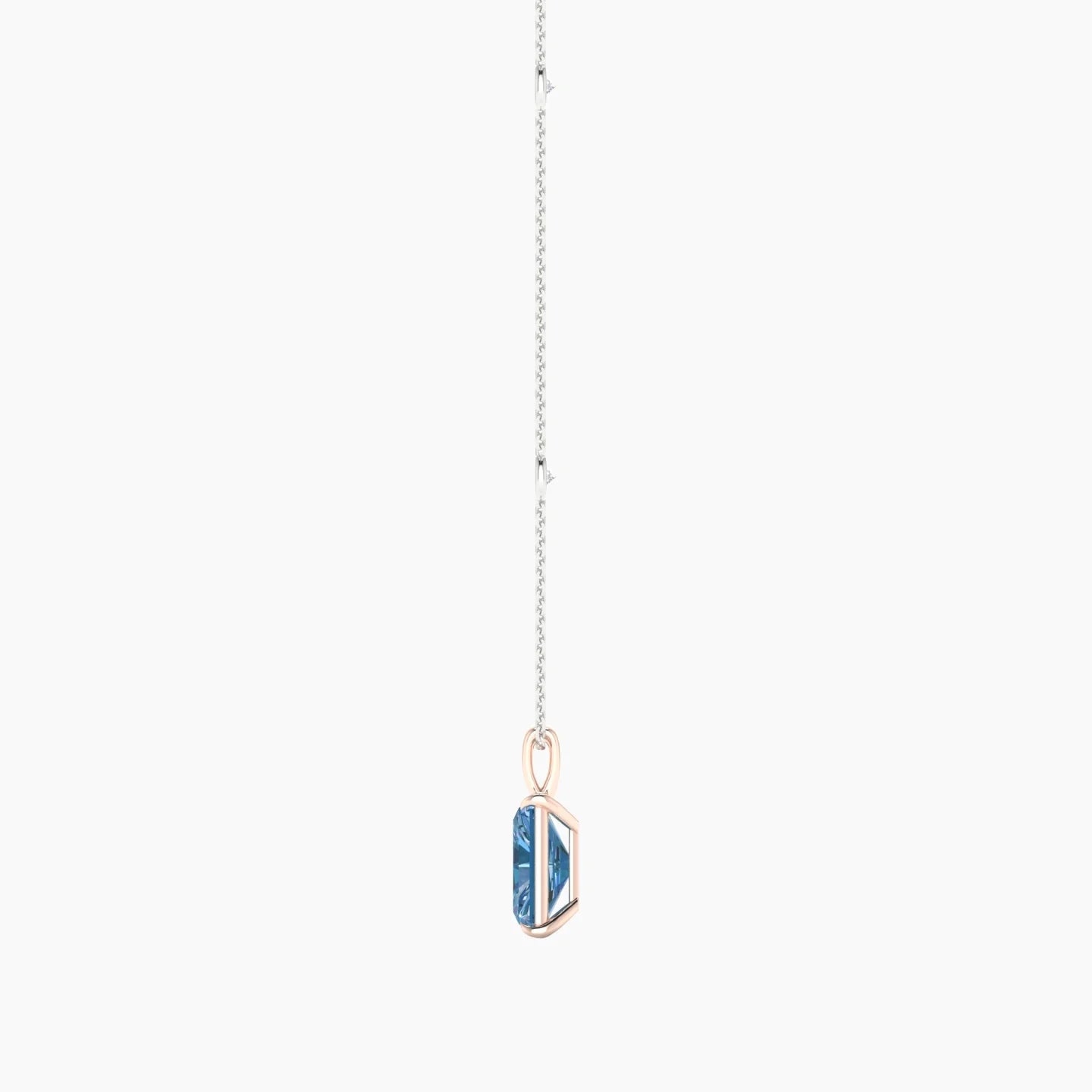 Hanging Solitaire with Sautoir | 18k White & Rose Gold 3 ct Radiant Cut Pendant Setting