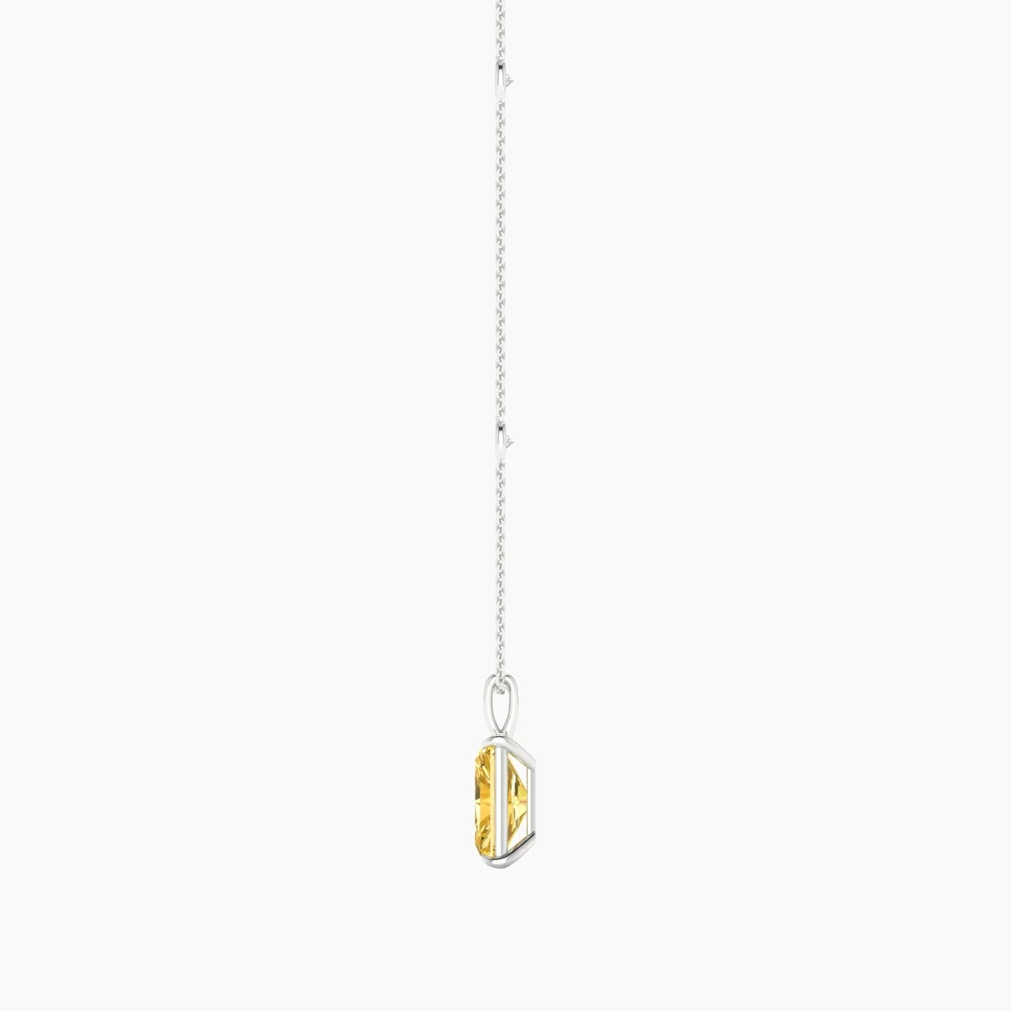 Hanging Solitaire with Sautoir | 18k White Gold 3 ct Radiant Cut Pendant Setting