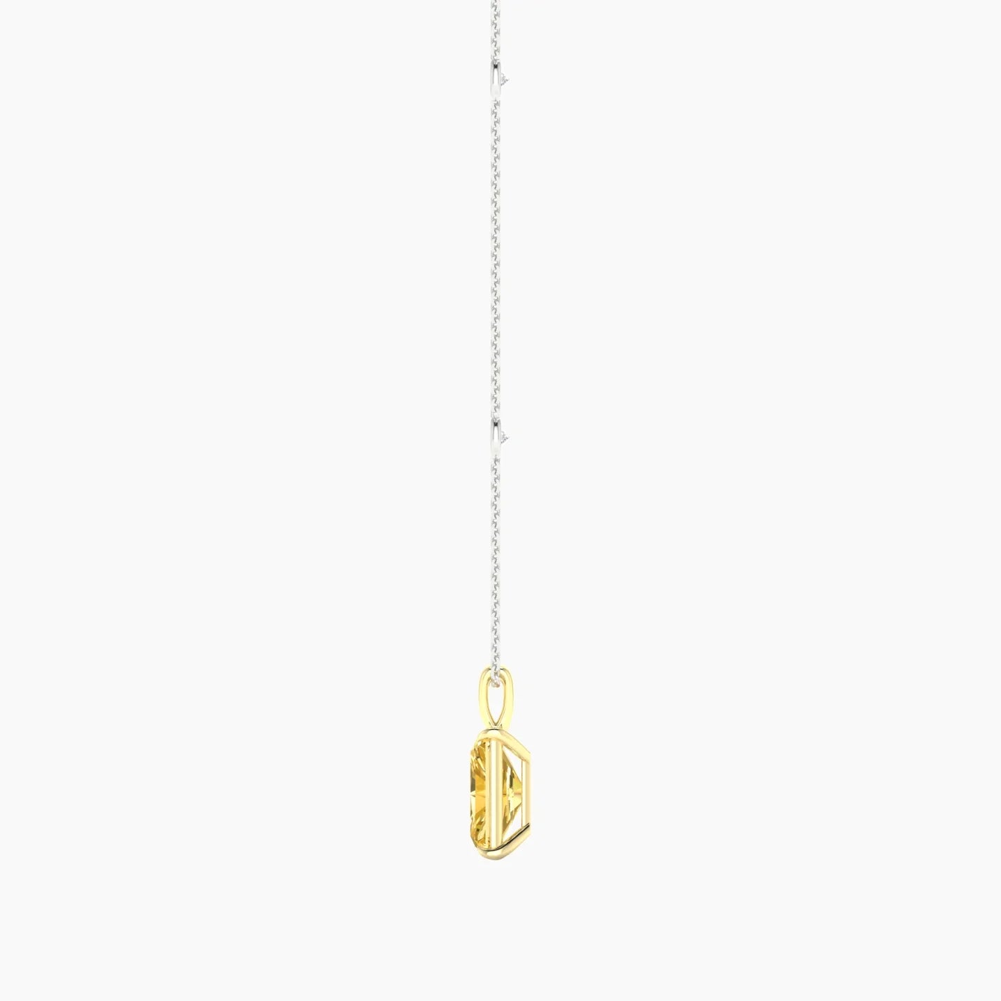 Hanging Solitaire with Sautoir | 18k White & Yellow Gold 3 ct Radiant Cut Pendant Setting
