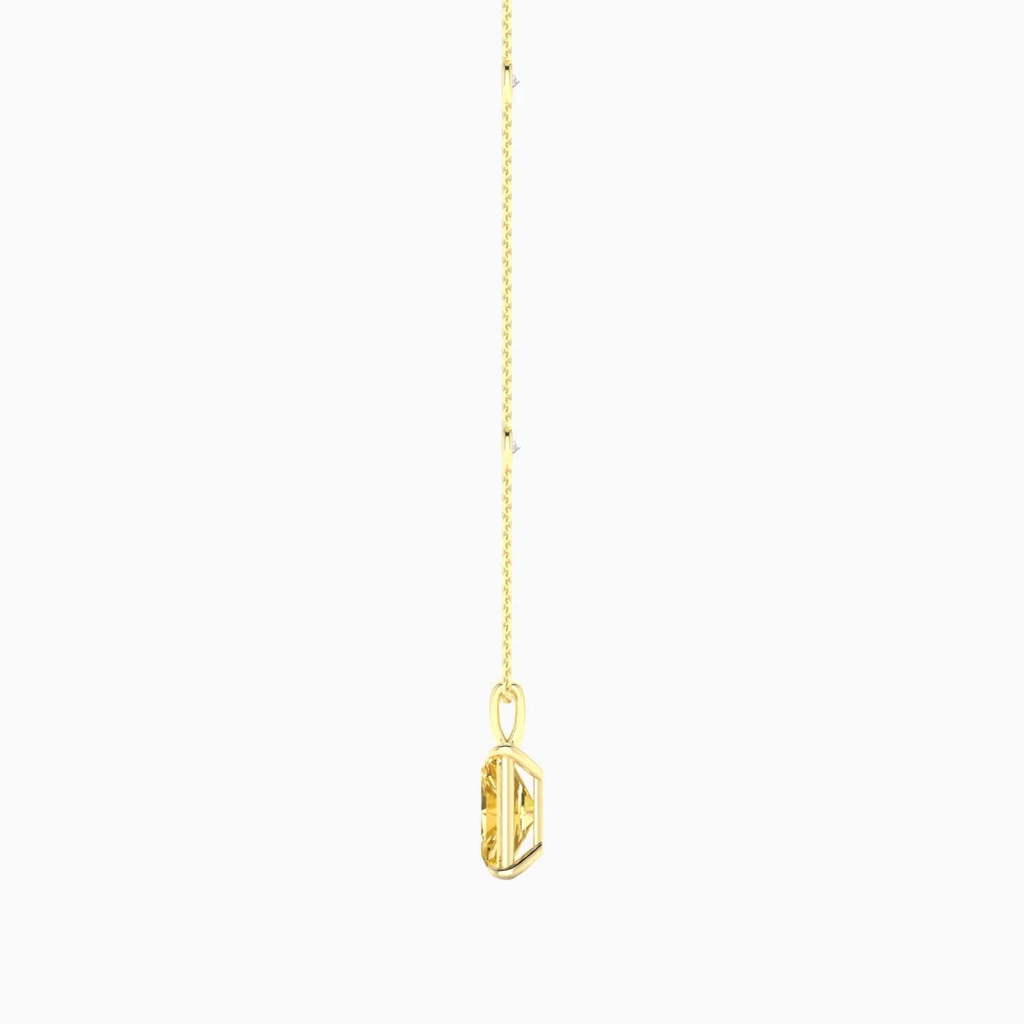Hanging Solitaire with Sautoir | 18k Yellow Gold 3 ct Radiant Cut Pendant Setting