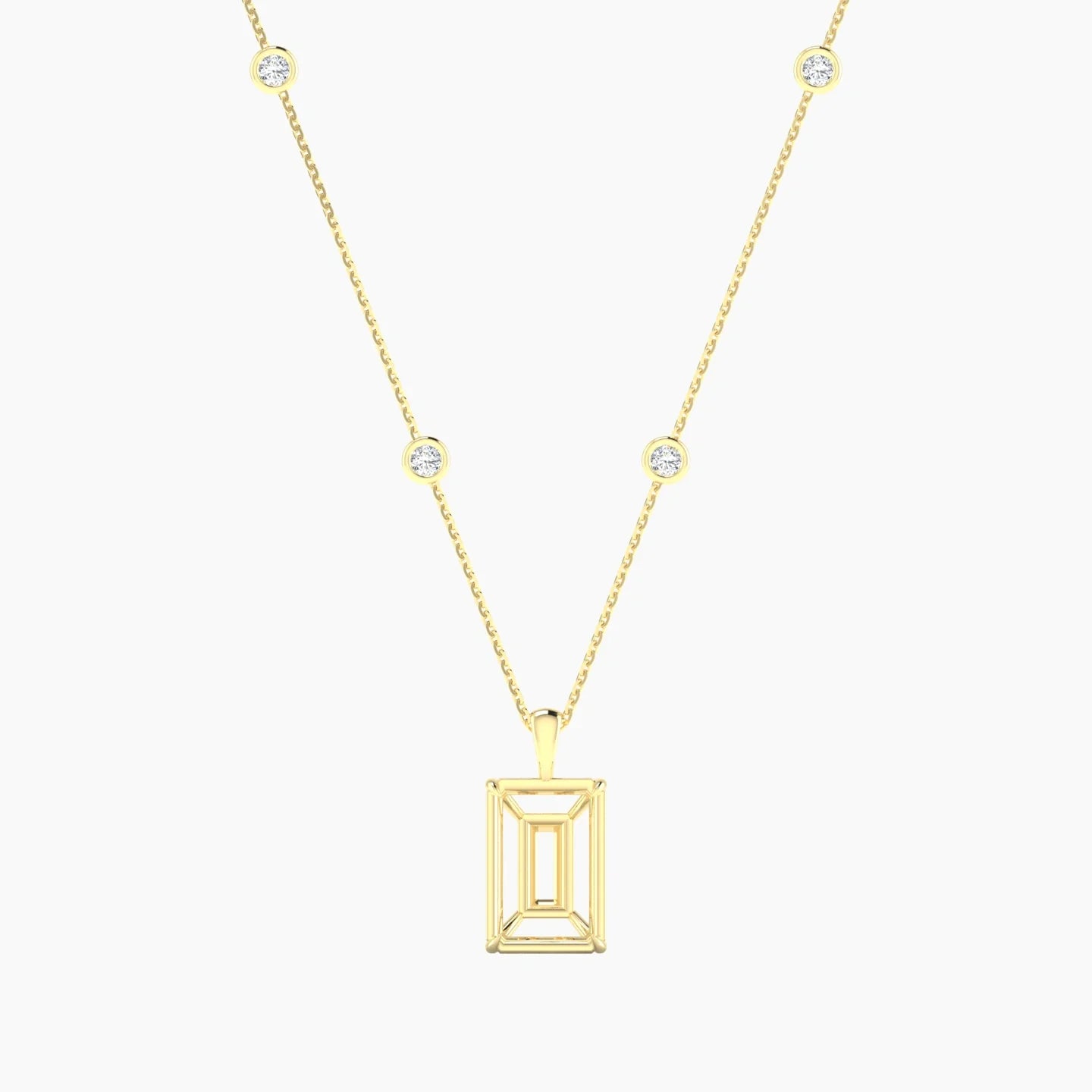 Hanging Solitaire with Sautoir | 18k Yellow Gold 5-7.99 ct Radiant Cut Pendant Setting