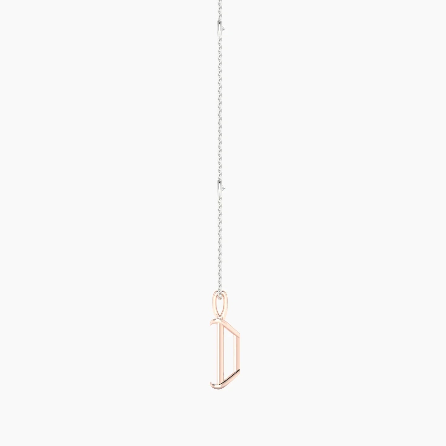 Hanging Solitaire with Sautoir | 18k White & Rose Gold 5-7.99 ct Radiant Cut Pendant Setting