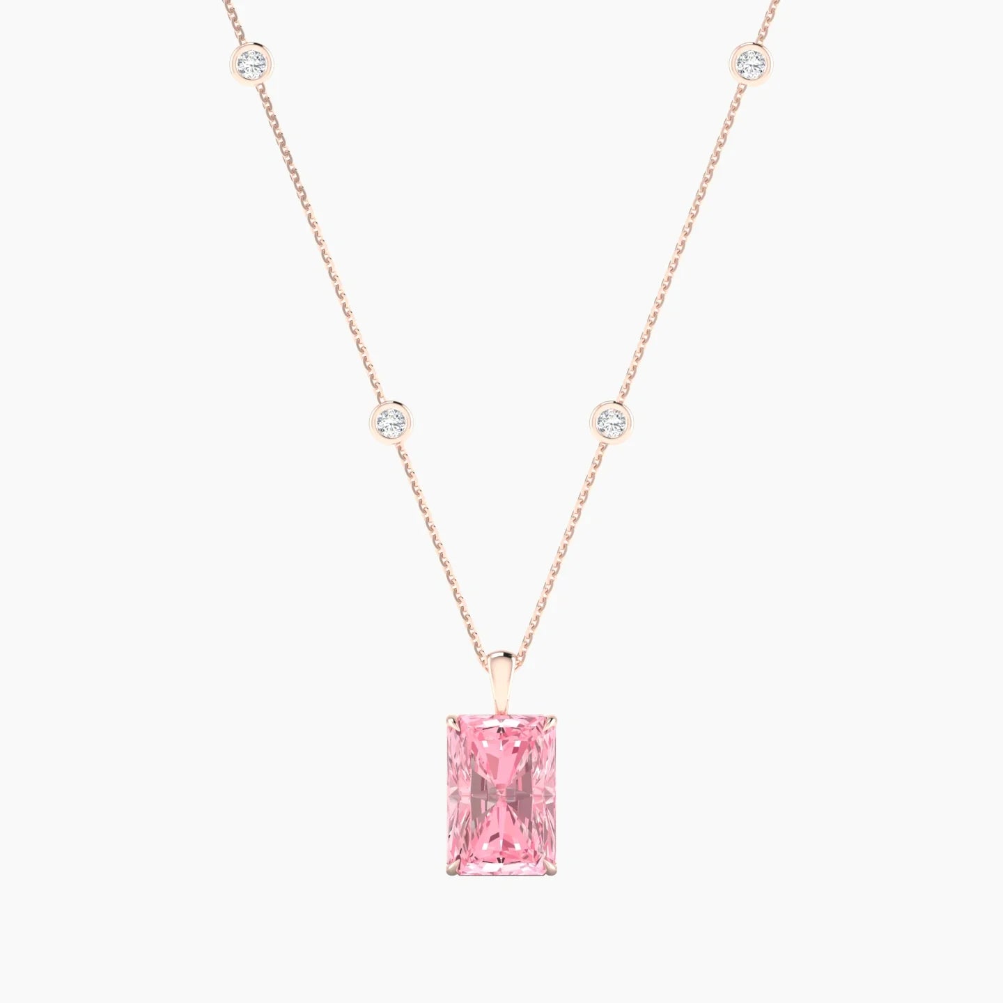 Hanging Solitaire with Sautoir | 18k Rose Gold 5 ct Radiant Cut Pendant Setting