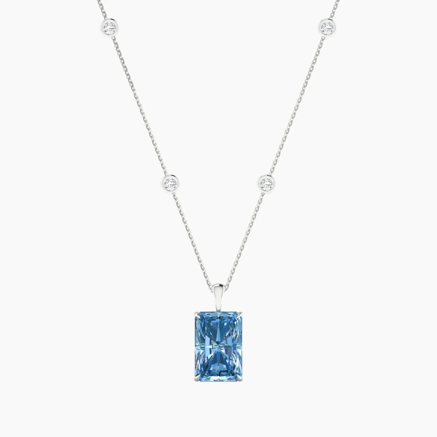 Hanging Solitaire with Sautoir | 18k White Gold 5 ct Radiant Cut Pendant Setting