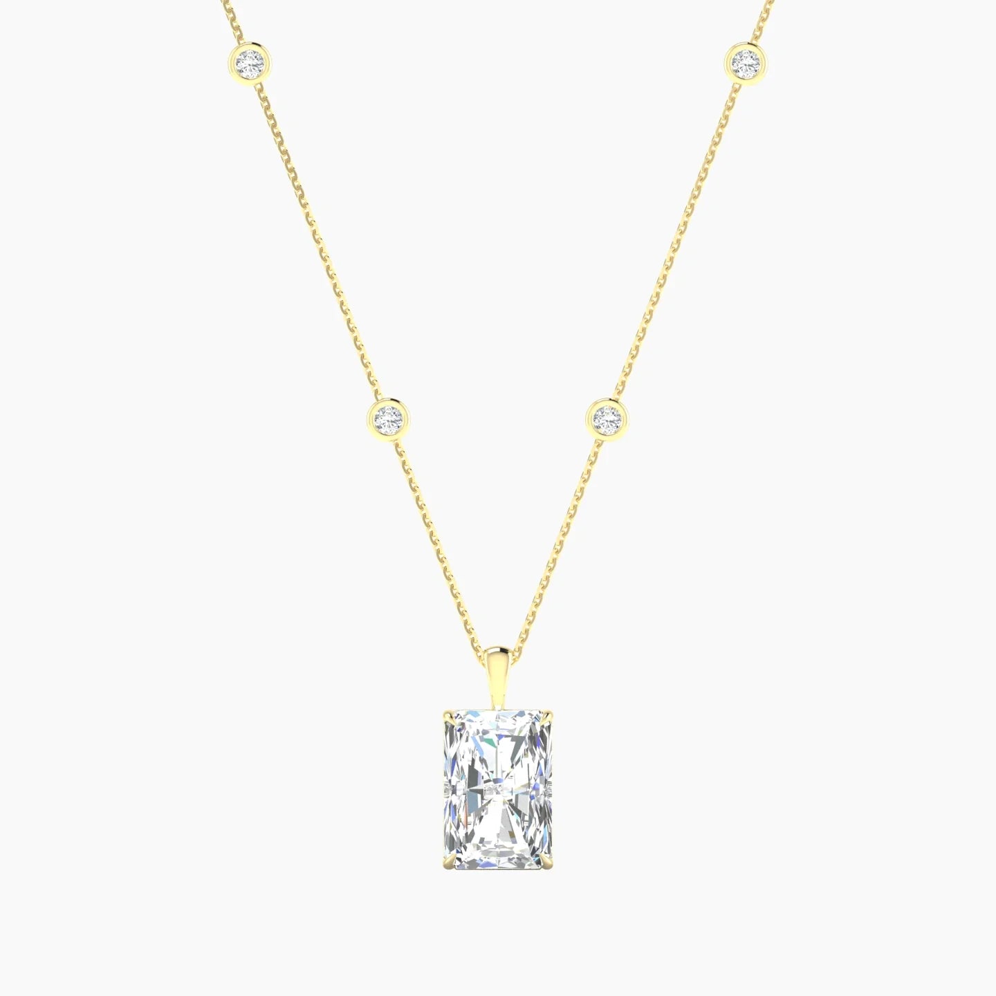 Hanging Solitaire with Sautoir | 18k Yellow Gold 5 ct Radiant Cut Pendant Setting