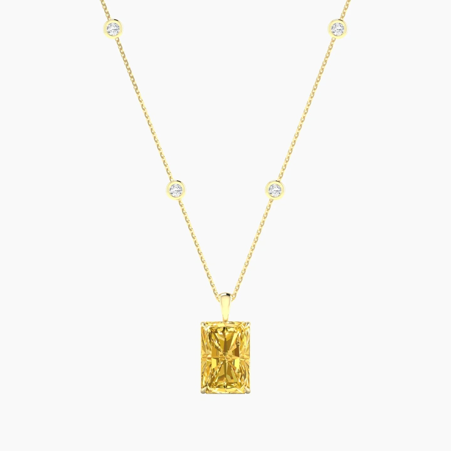 Hanging Solitaire with Sautoir | 18k Yellow Gold 5 ct Radiant Cut Pendant Setting