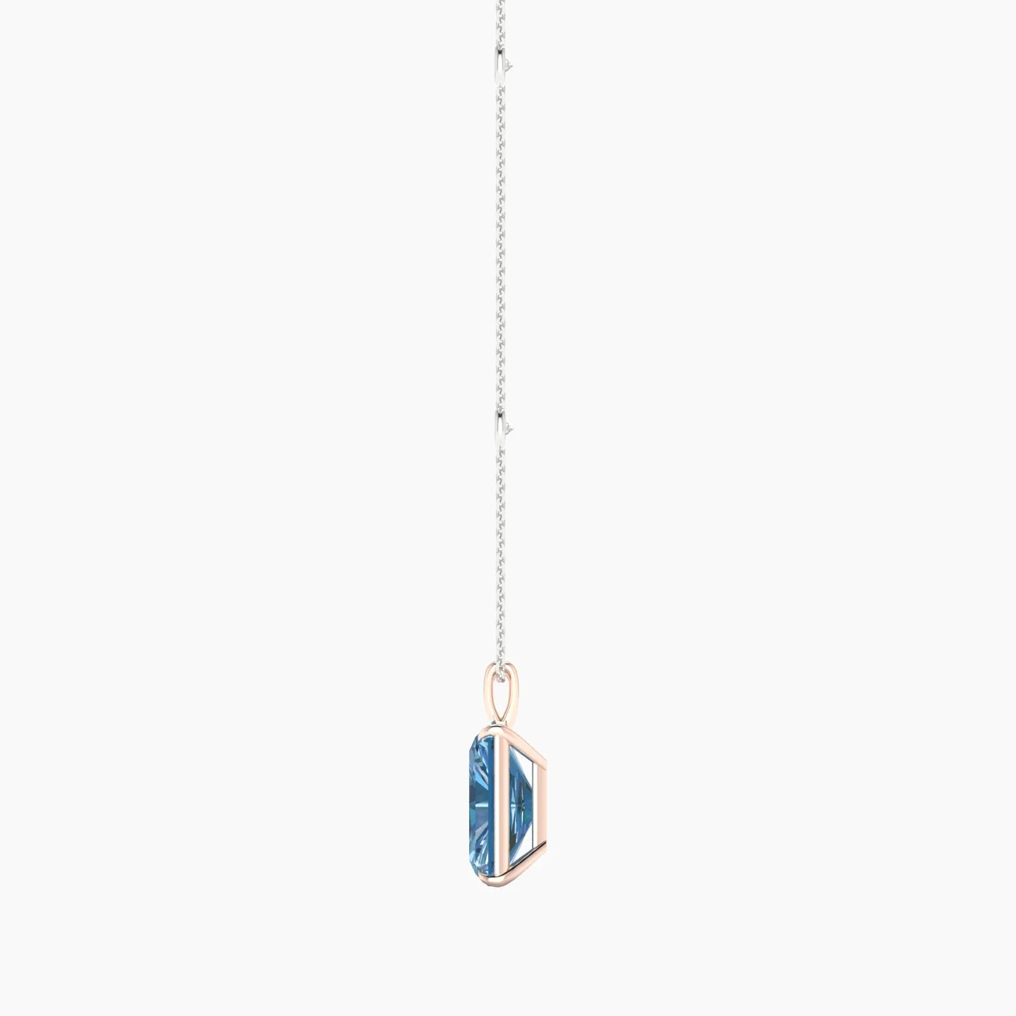 Hanging Solitaire with Sautoir | 18k White & Rose Gold 5 ct Radiant Cut Pendant Setting