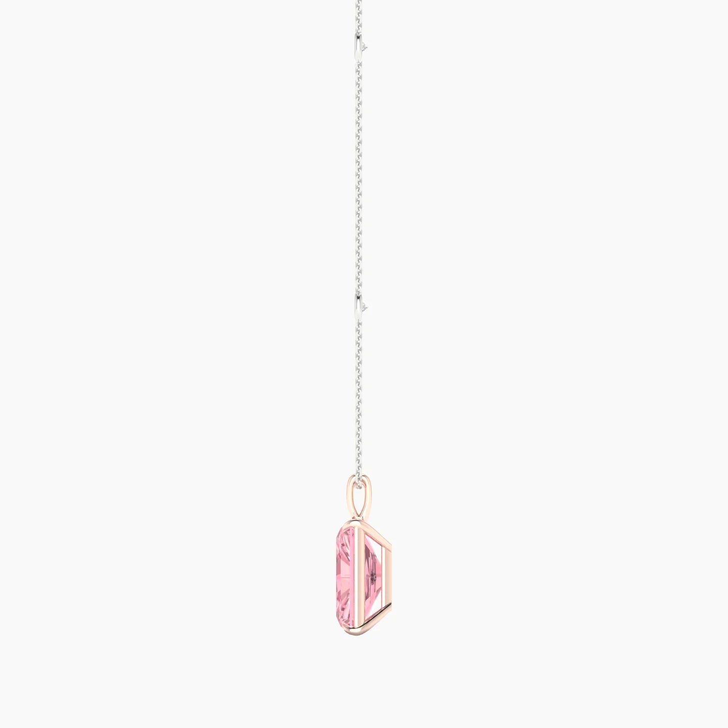 Hanging Solitaire with Sautoir | 18k White & Rose Gold 5 ct Radiant Cut Pendant Setting